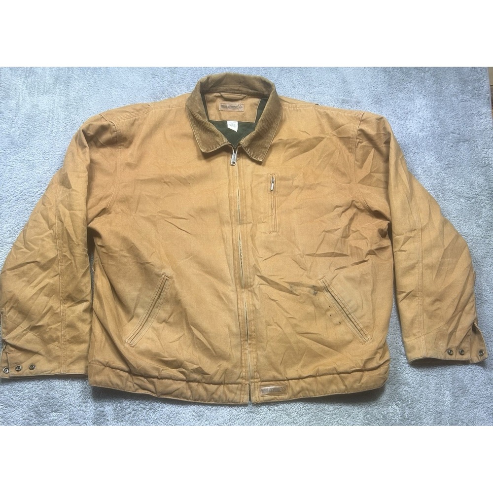 Vintage Wolverine Jacket Men's‎ 2XL Brown Canvas Work Corduroy *ZIPPER ISSUE